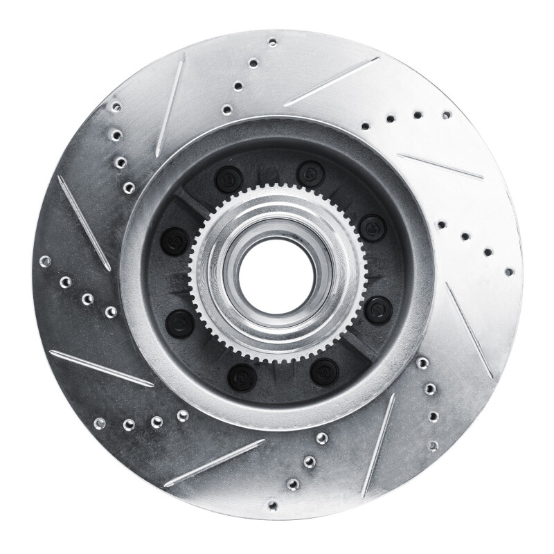 Ford F-350 Super Duty Brake Rotor (1) - Front Right - R1 Concepts - Drilled & Slotted - Silver - `11-`25